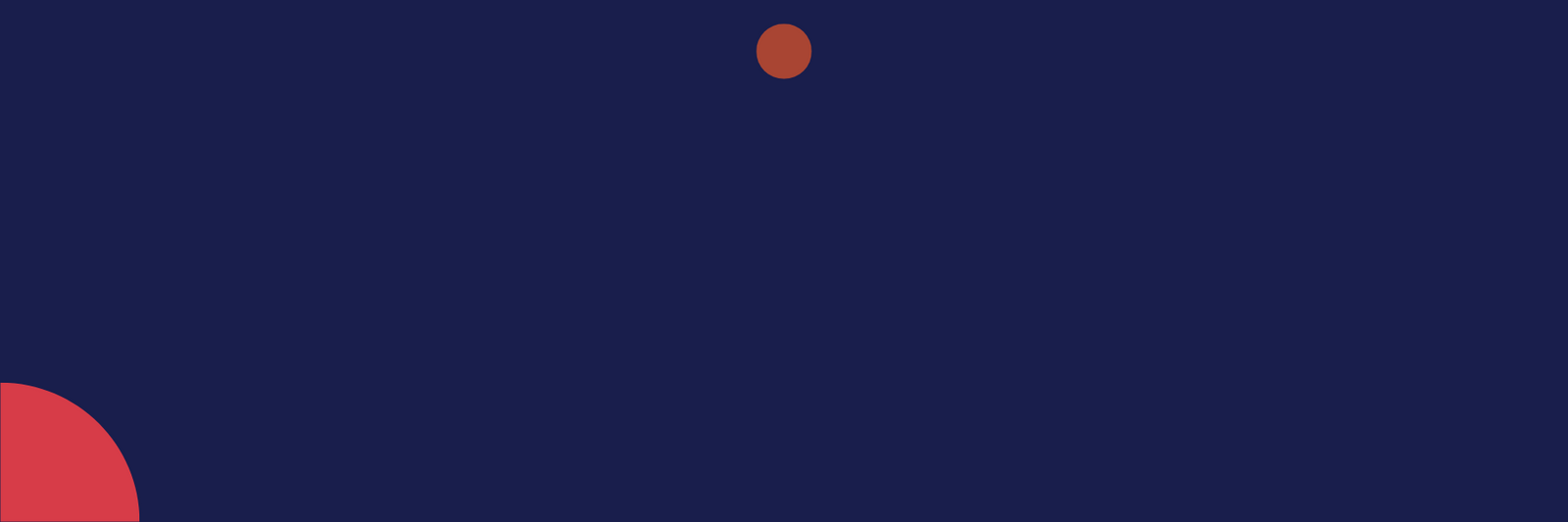 Dark blue background with circular shapes.