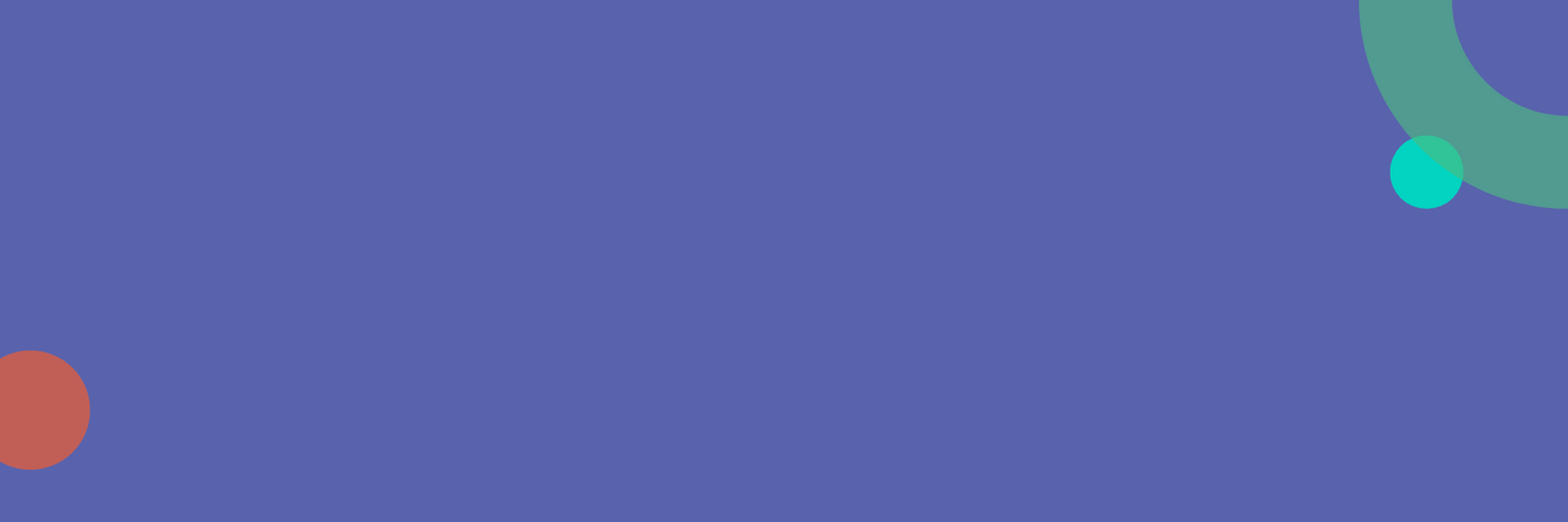 Purple background with geometric shapes.