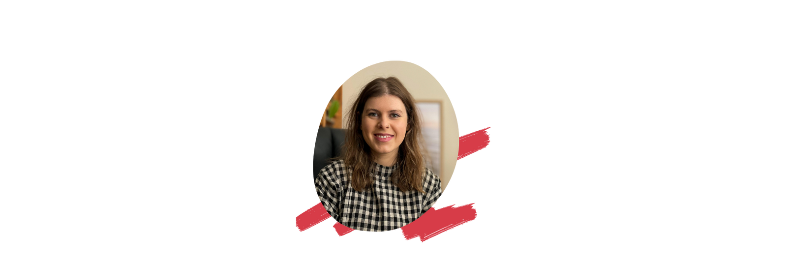 Portrait of a woman with a plaid shirt.